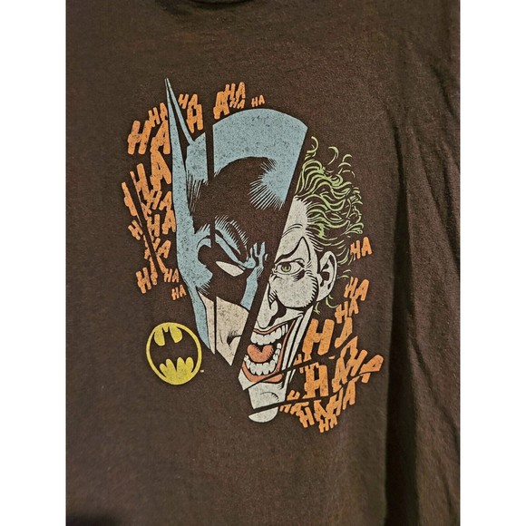 Vintage DC Batman Joker 'Broken Visage' Logo Large Print Black T-Shirt Size L - Picture 2 of 4